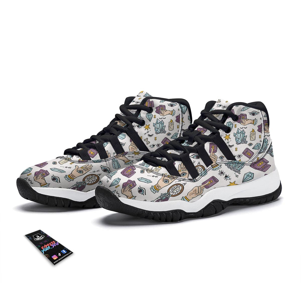 Tarot Print Pattern Black Bball Shoes-grizzshop