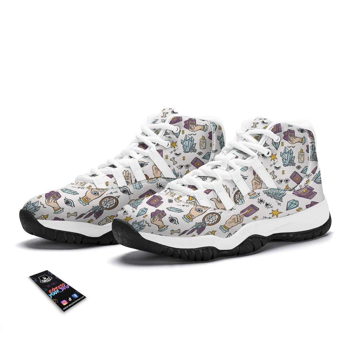 Tarot Print Pattern White Bball Shoes-grizzshop