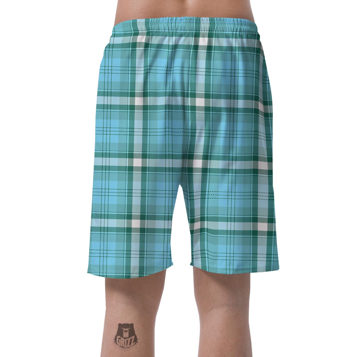 Tartan Aqua Blue Plaid Men's Shorts-grizzshop