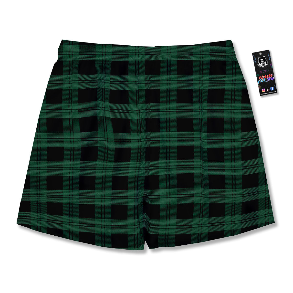 Tartan Black And Green Print Pattern Men's Running Shorts-grizzshop