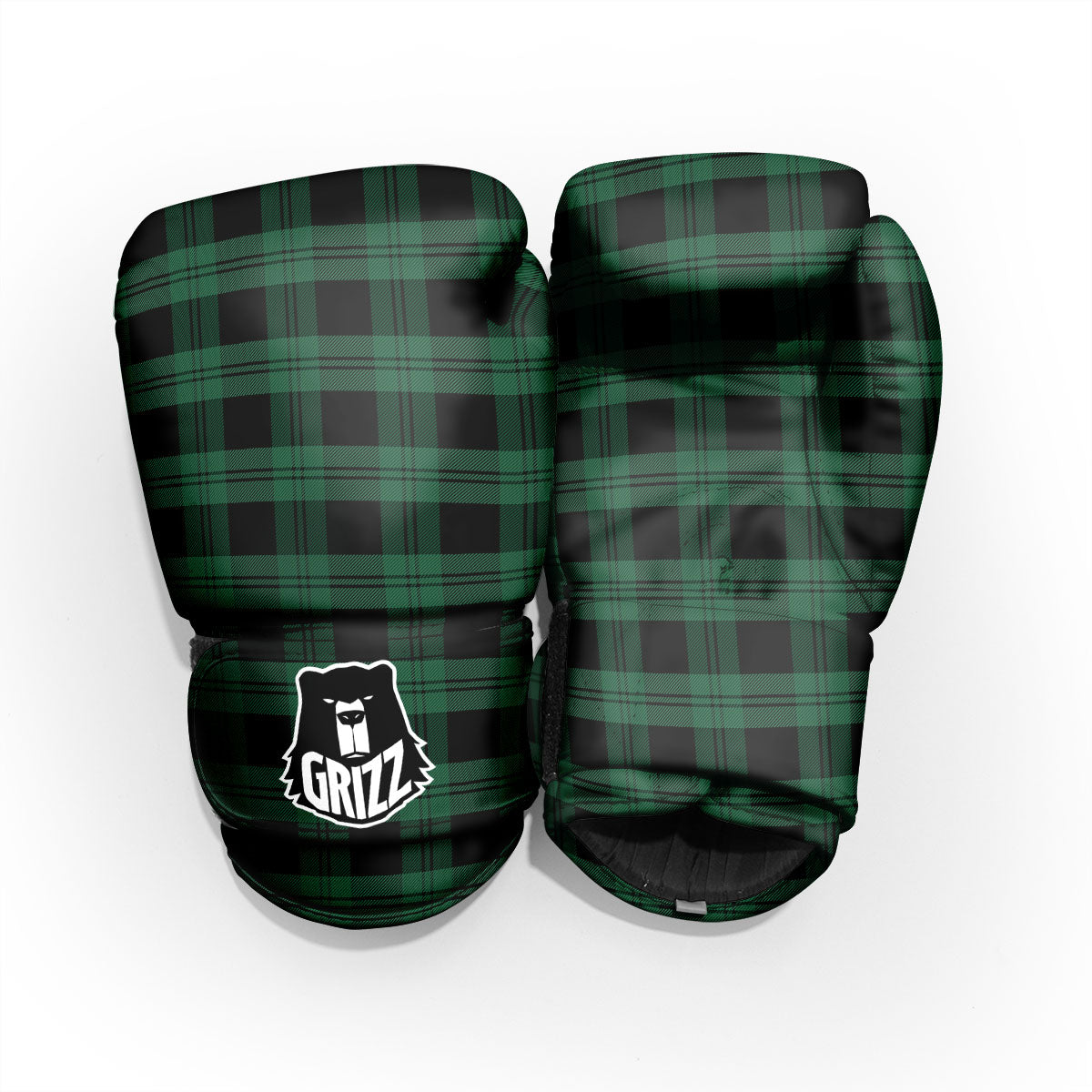 Tartan Black And Green Print Pattern Pro Boxing Glove
