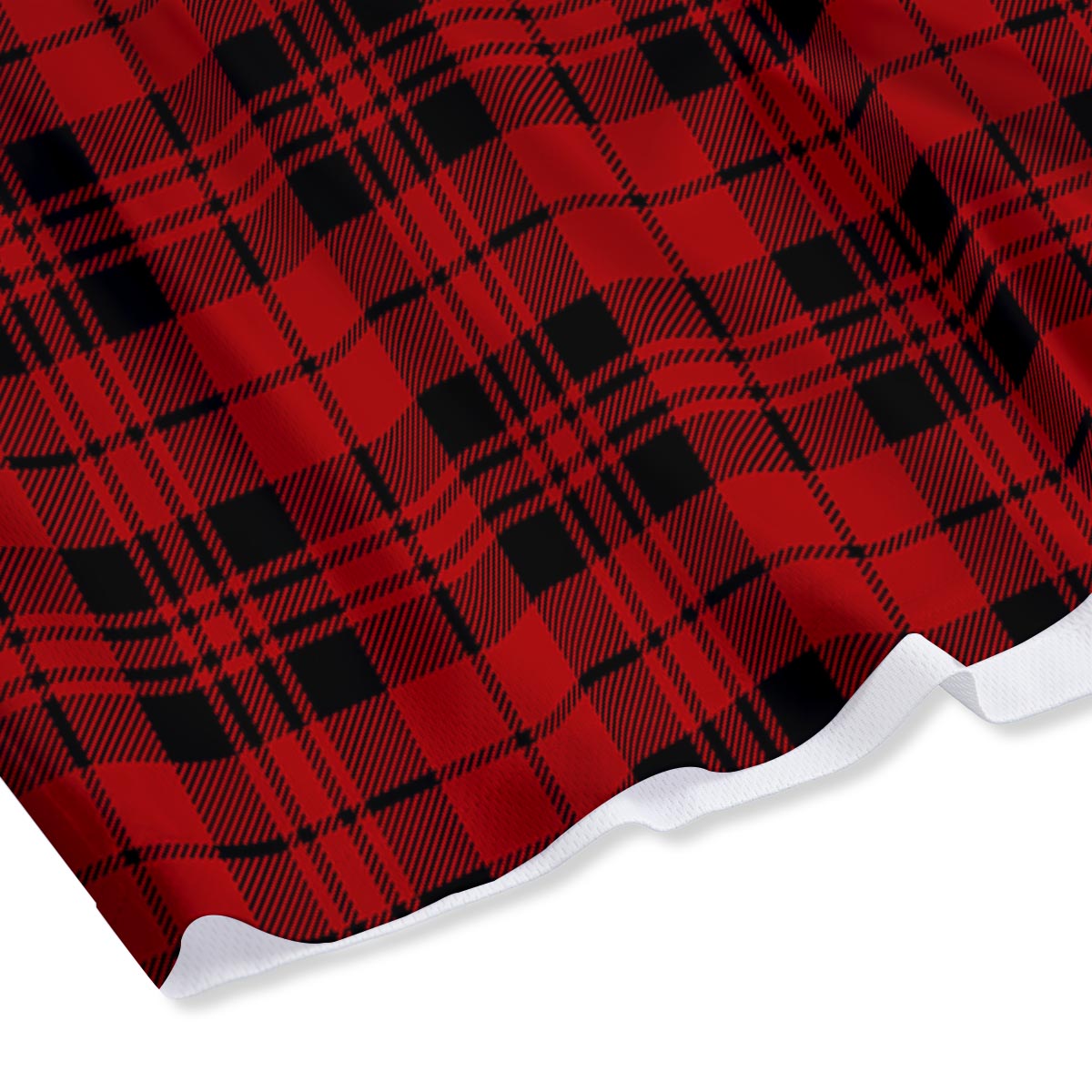 Tartan Black And Red Print Pattern Mesh Shorts