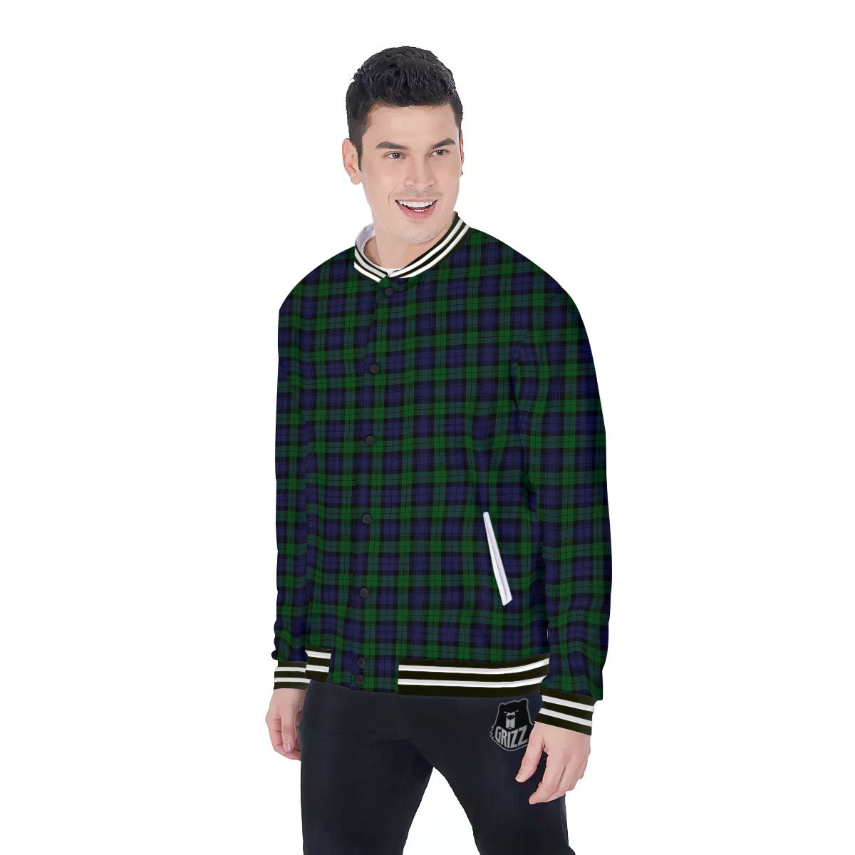 Tartan Black Watch Print Pattern Baseball Jacket-grizzshop