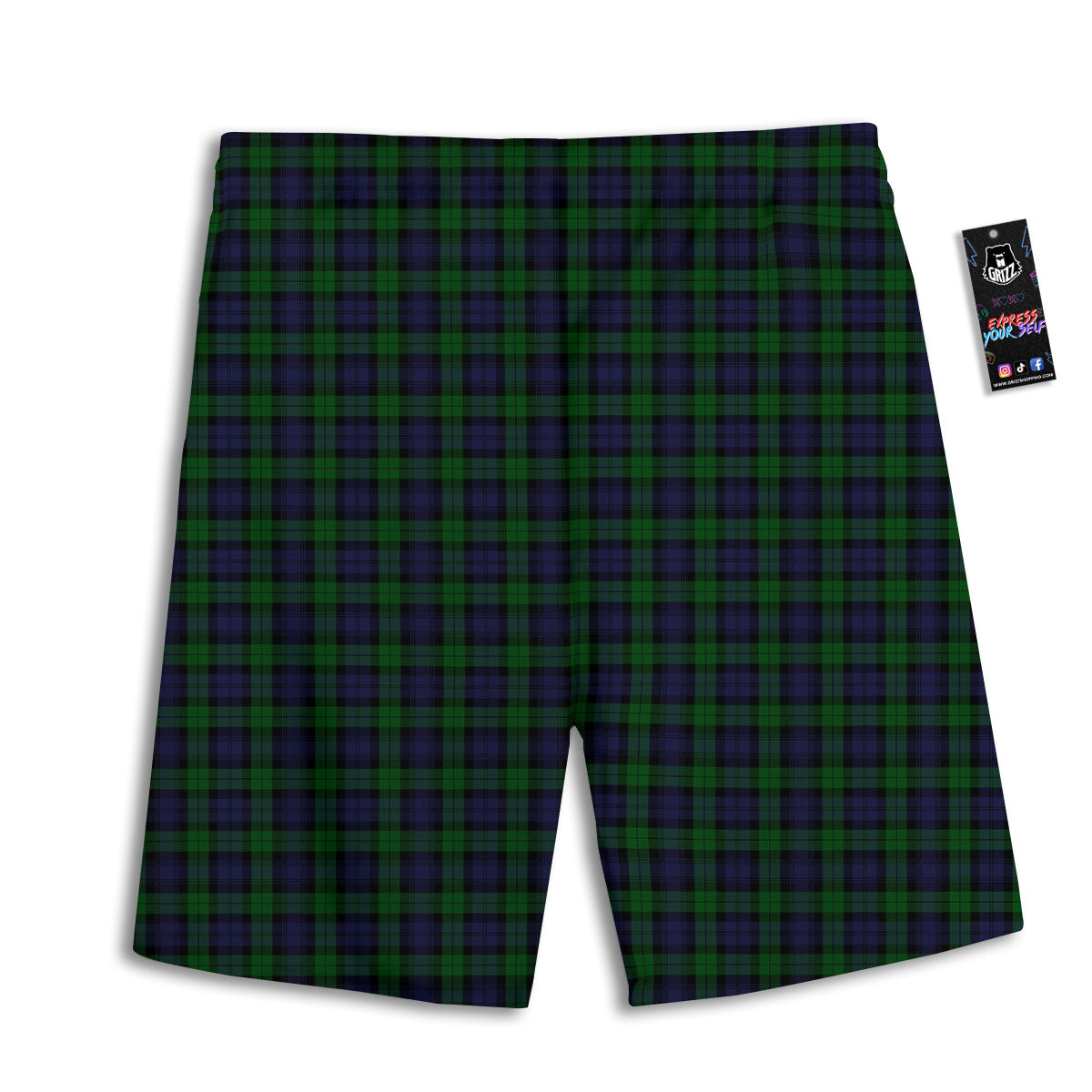 Tartan Black Watch Print Pattern Men's Athletic Shorts