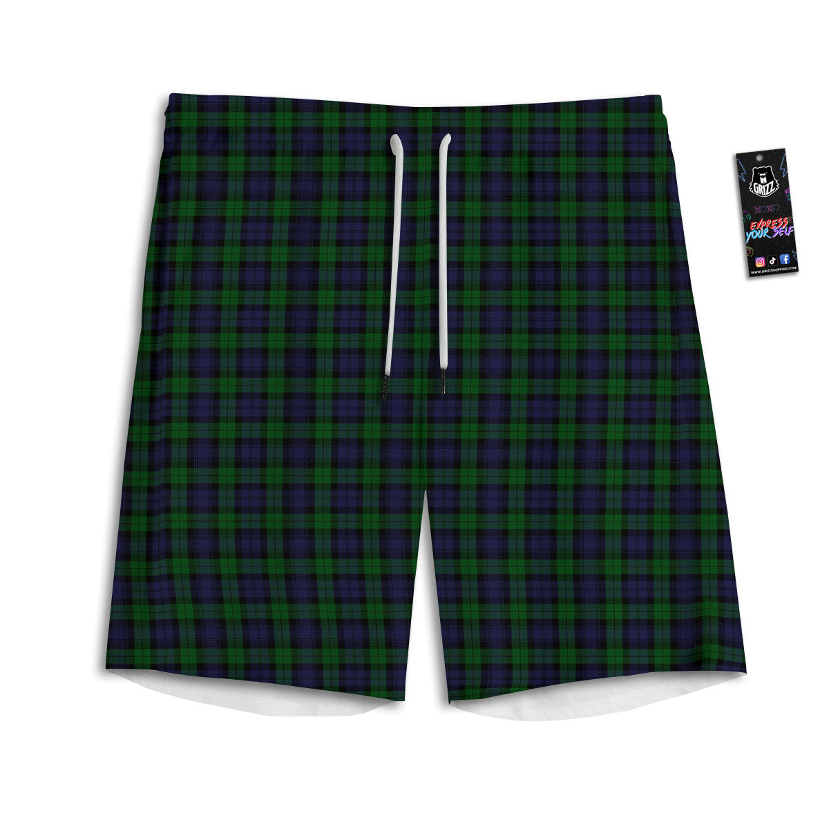 Tartan Black Watch Print Pattern Men's Athletic Shorts