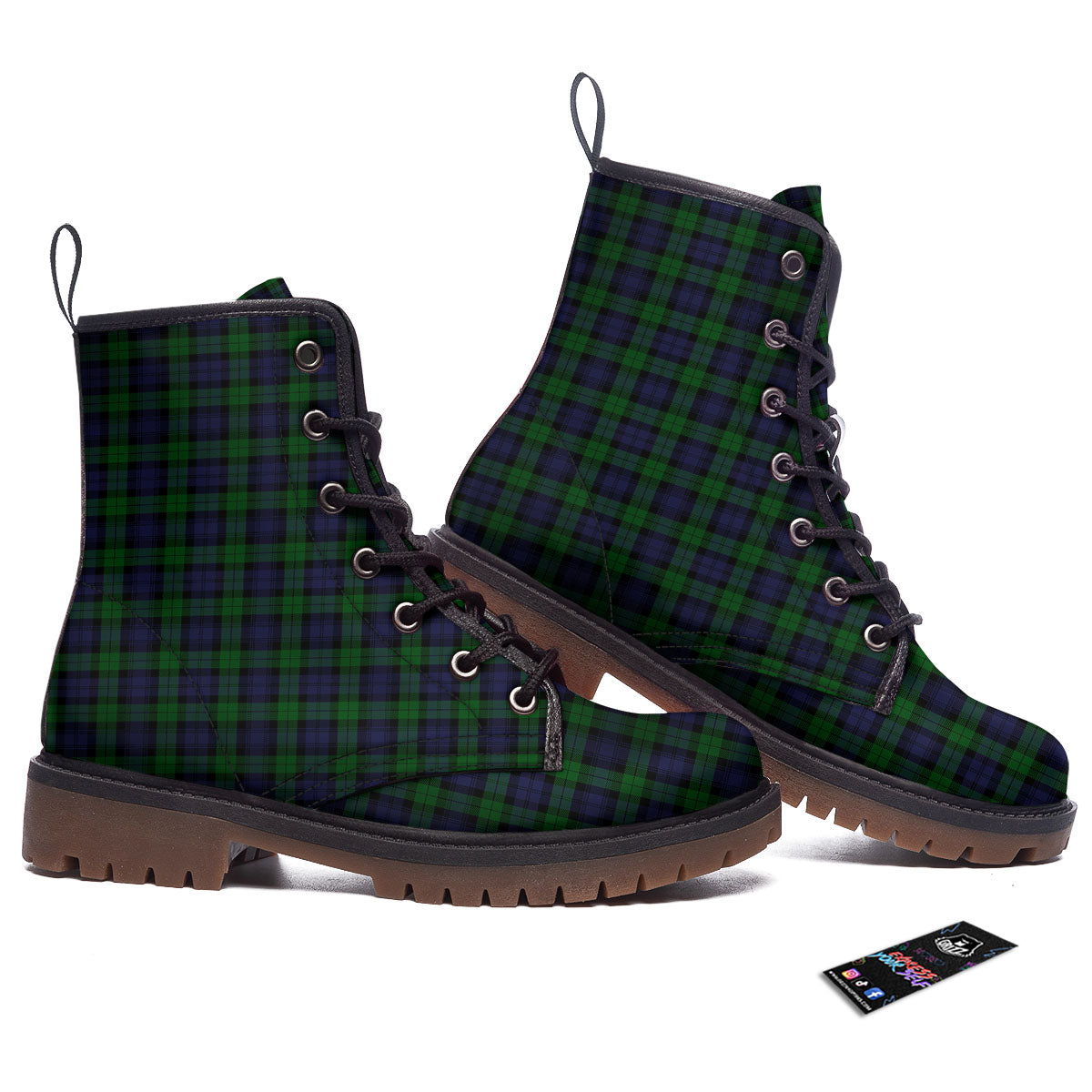 Tartan Black Watch Print Pattern Work Boots-grizzshop