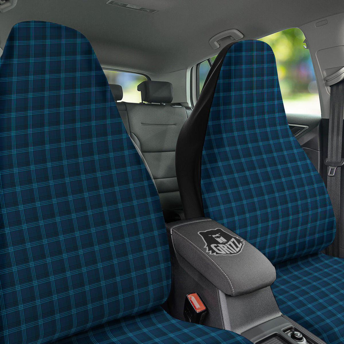 Tartan Blue And Black Print Pattern Car Seat Covers-grizzshop