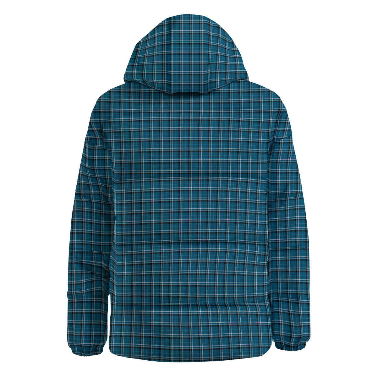 Tartan Blue And White Line Print Pattern Down Jacket-grizzshop