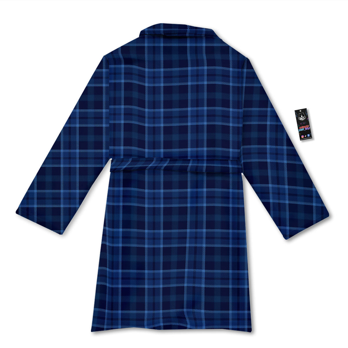 Tartan Blue Print Pattern Bathrobe-grizzshop