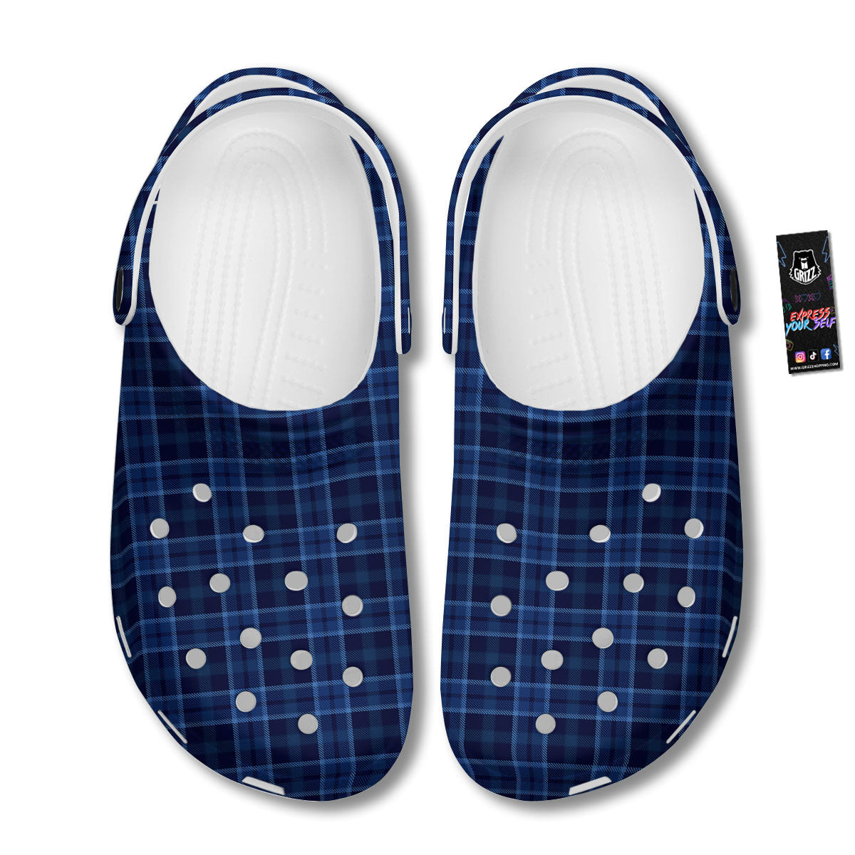 Tartan Blue Print Pattern Clog-grizzshop