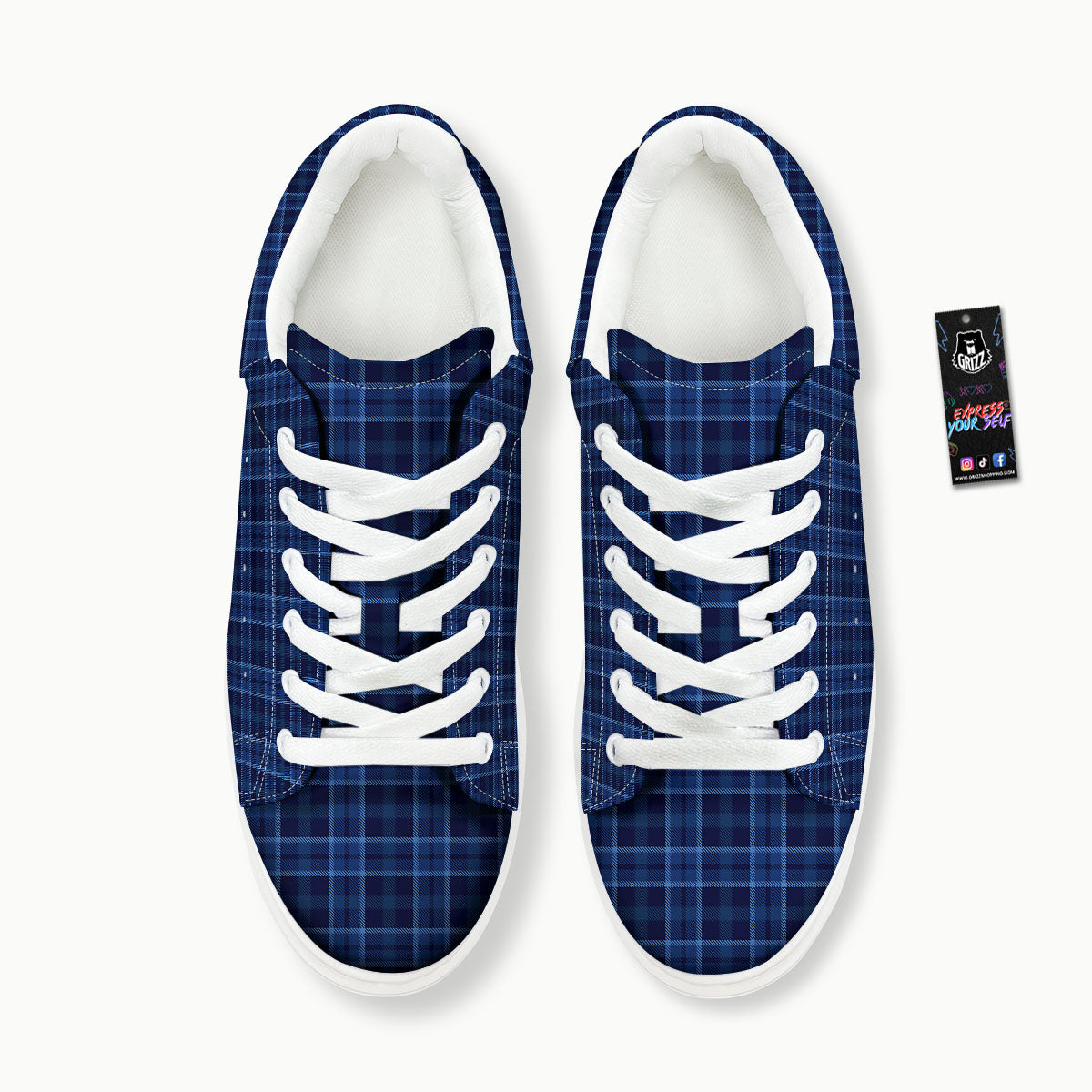 Tartan Blue Print Pattern Platform Shoes-grizzshop