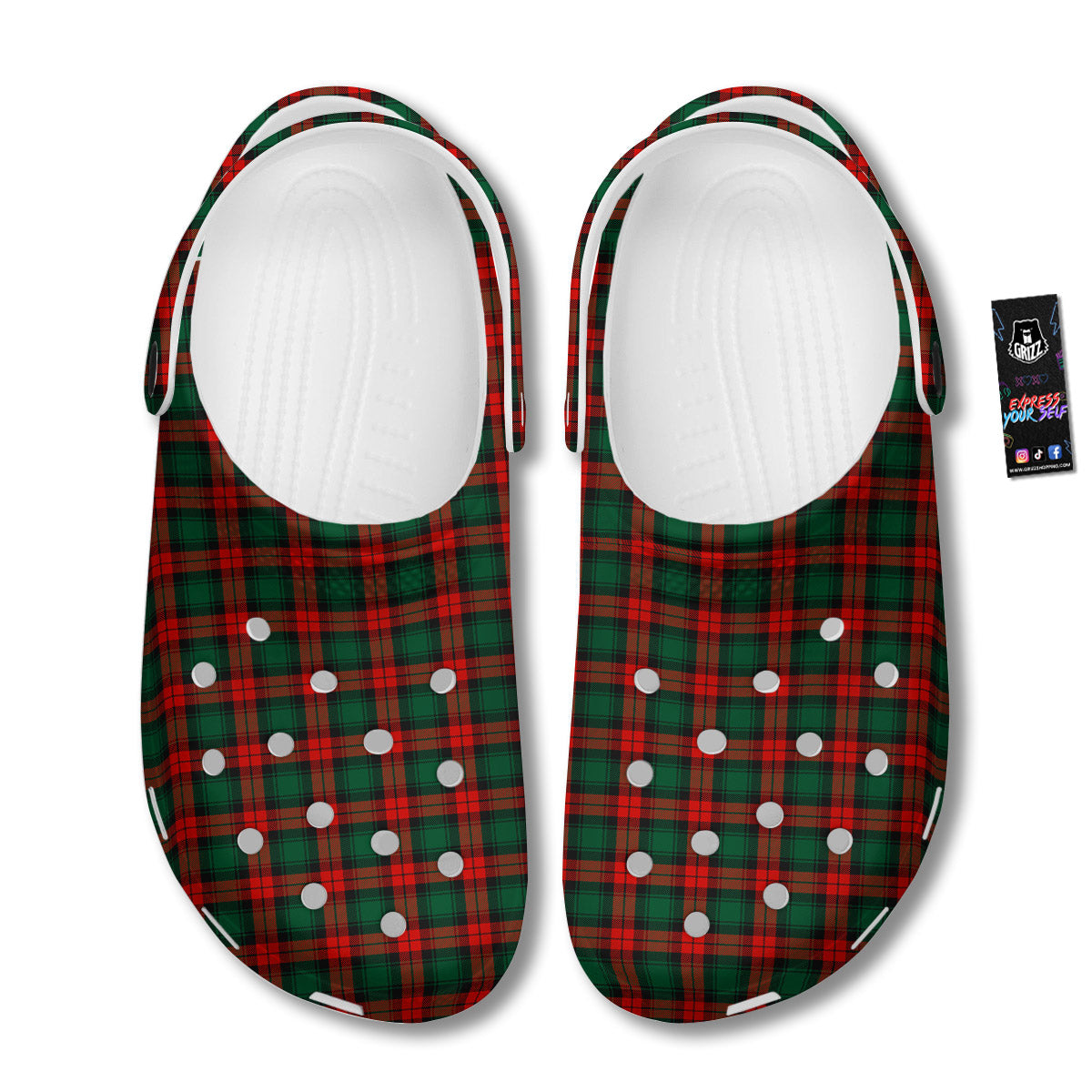 Tartan Christmas Print Pattern Clog-grizzshop