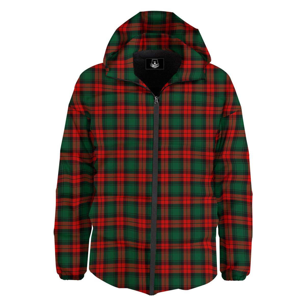 Tartan Christmas Print Pattern Down Jacket-grizzshop