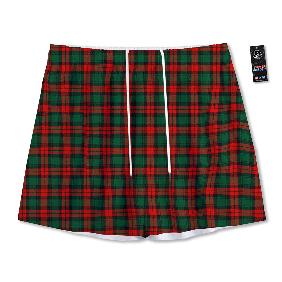 Striped Green Print Pattern Mesh Shorts