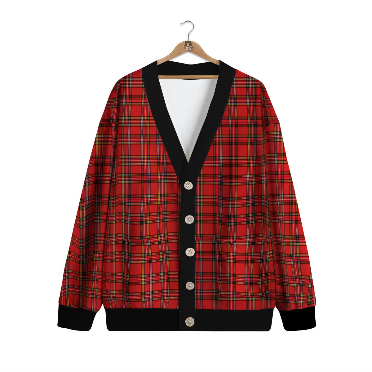 Tartan Christmas Scottish Print Pattern Cardigan-grizzshop