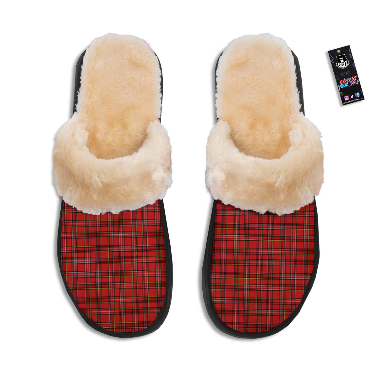 Tartan Christmas Scottish Print Pattern Slippers-grizzshop