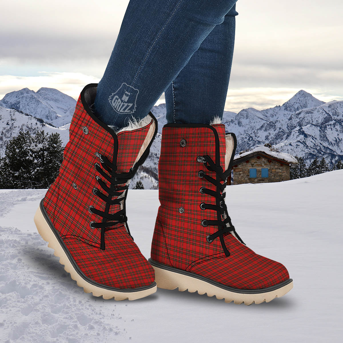 Tartan Christmas Scottish Print Pattern Snow Boots-grizzshop