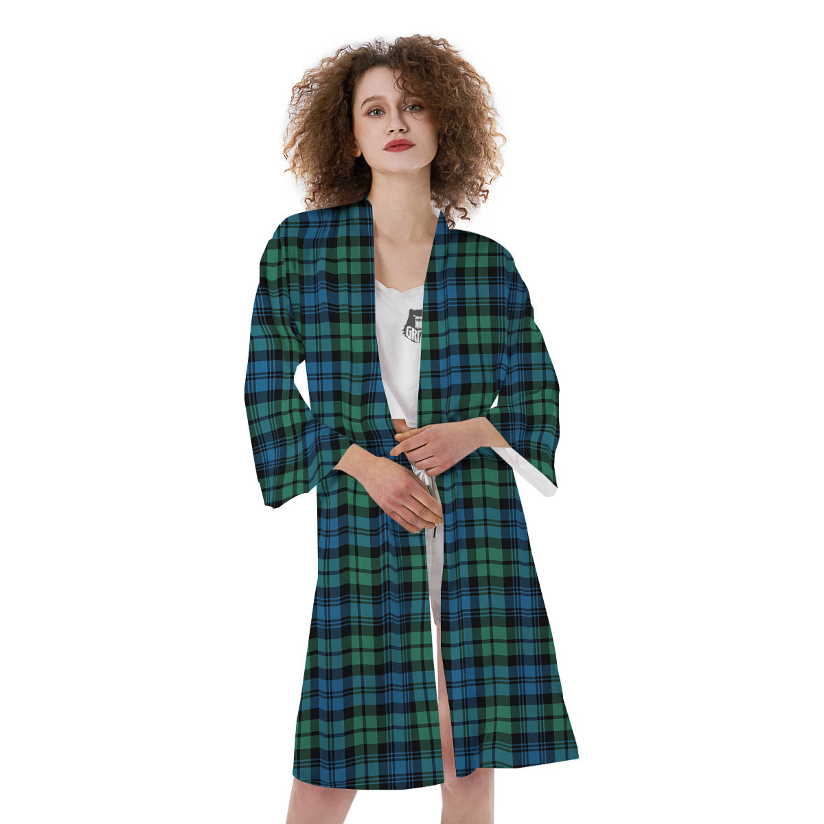 Tartan Clan Campbell Print Pattern Kimono-grizzshop