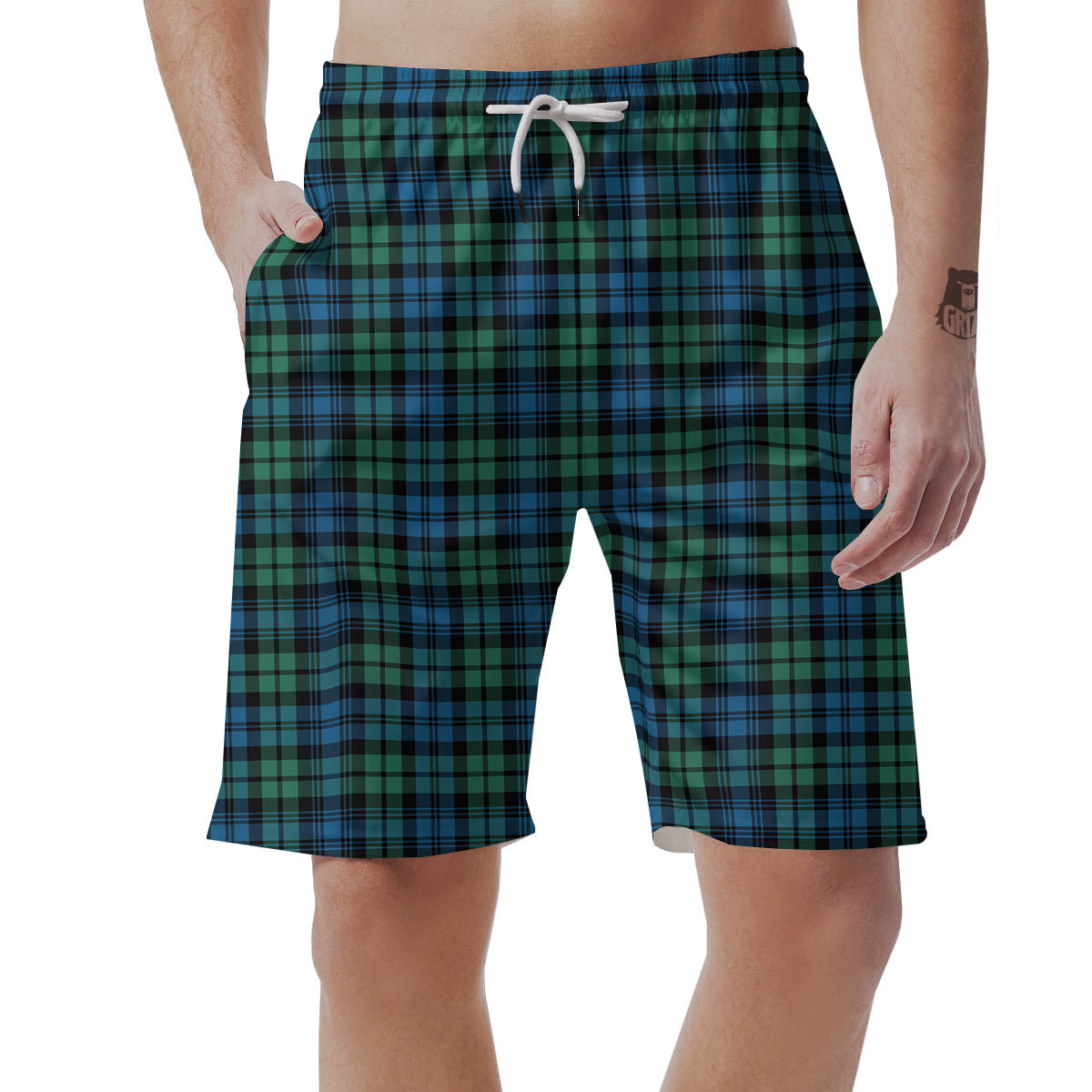 Tartan Clan Campbell Print Pattern Men's Shorts-grizzshop