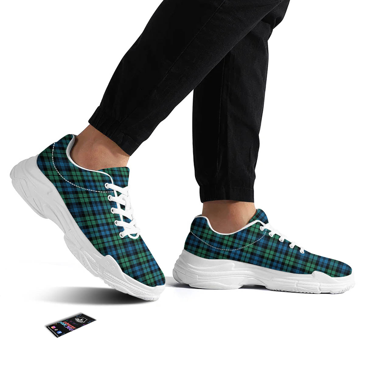 Tartan Clan Campbell Print Pattern White Chunky Shoes-grizzshop