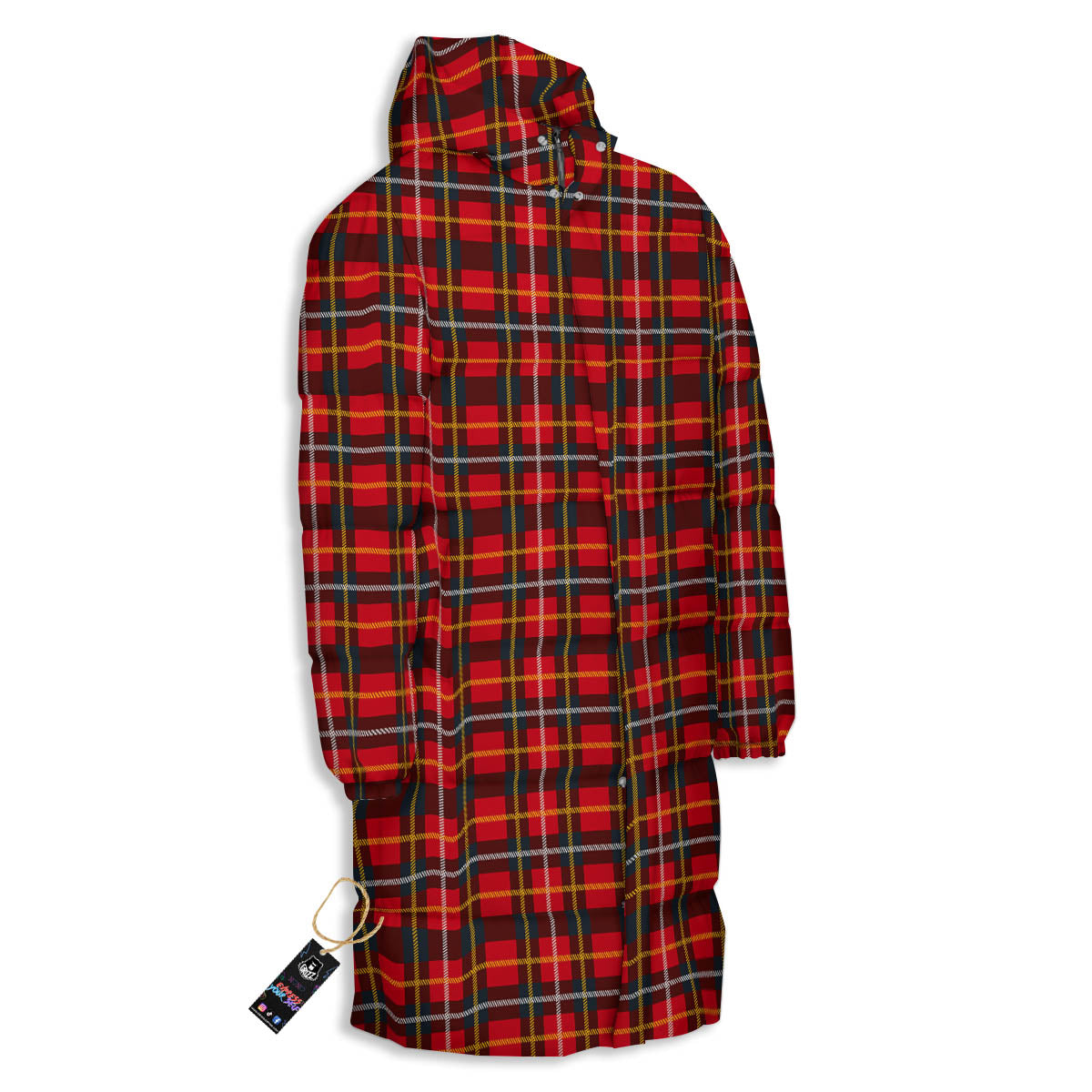 Tartan Clan Macqueen Print Pattern Long Down Jacket-grizzshop