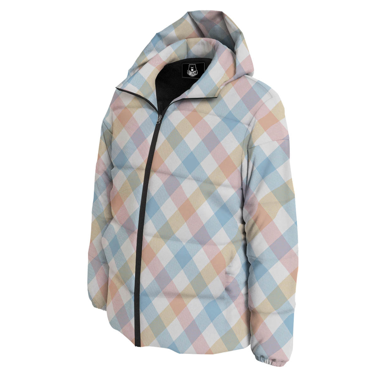 Tartan Colorful Print Pattern Down Jacket-grizzshop