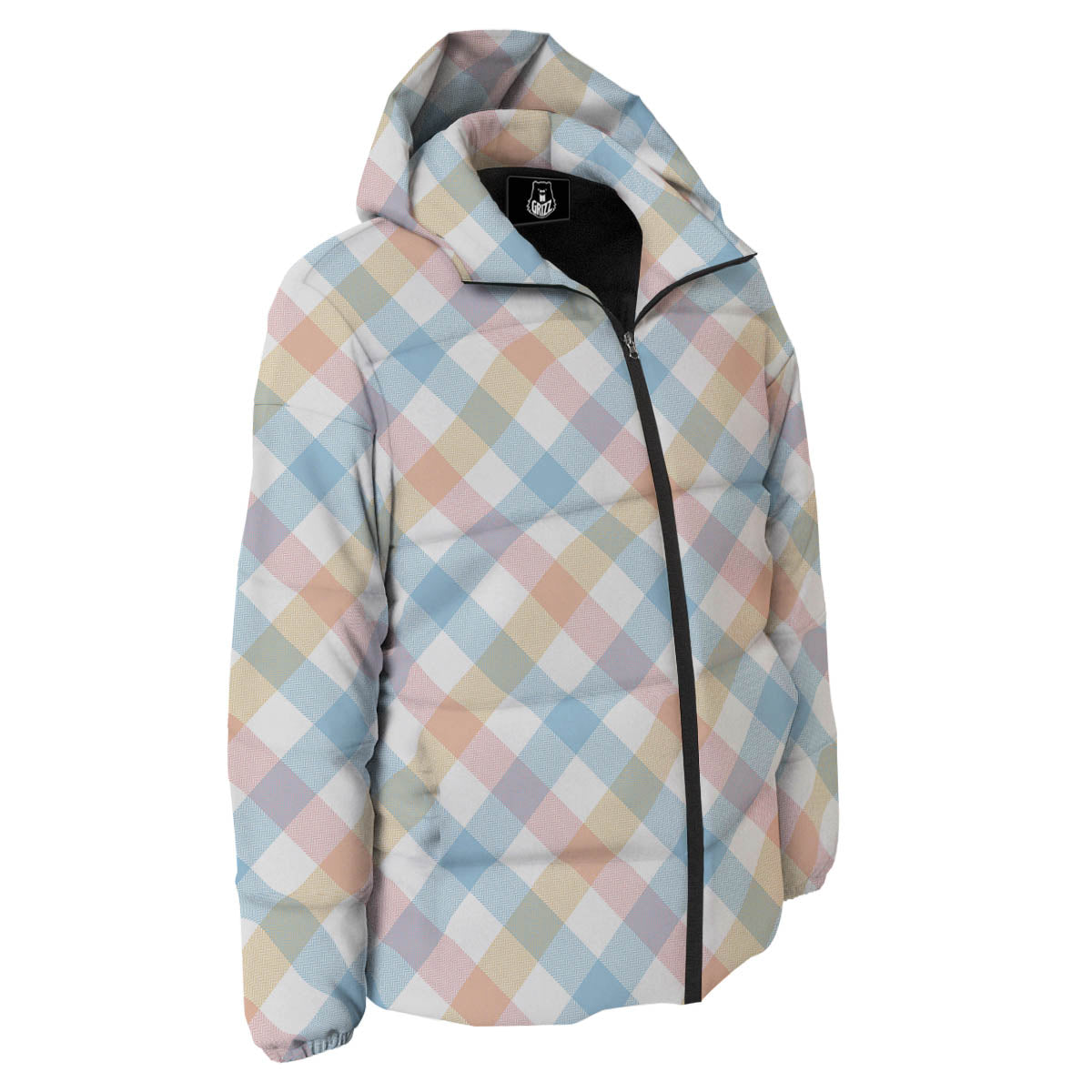 Tartan Colorful Print Pattern Down Jacket-grizzshop