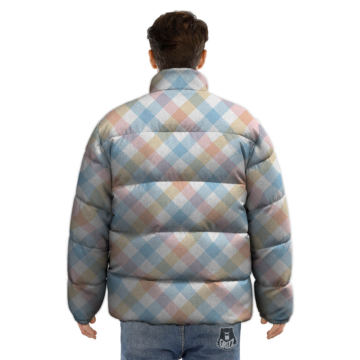 Tartan Colorful Print Pattern Puffer Jacket-grizzshop