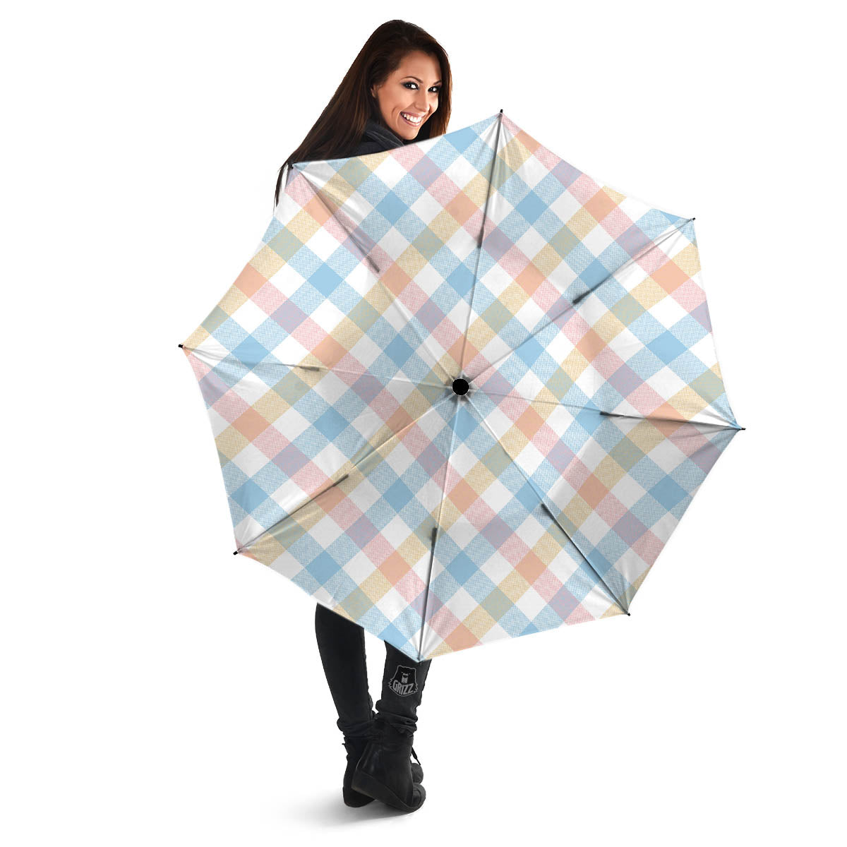 Tartan Colorful Print Pattern Umbrella-grizzshop