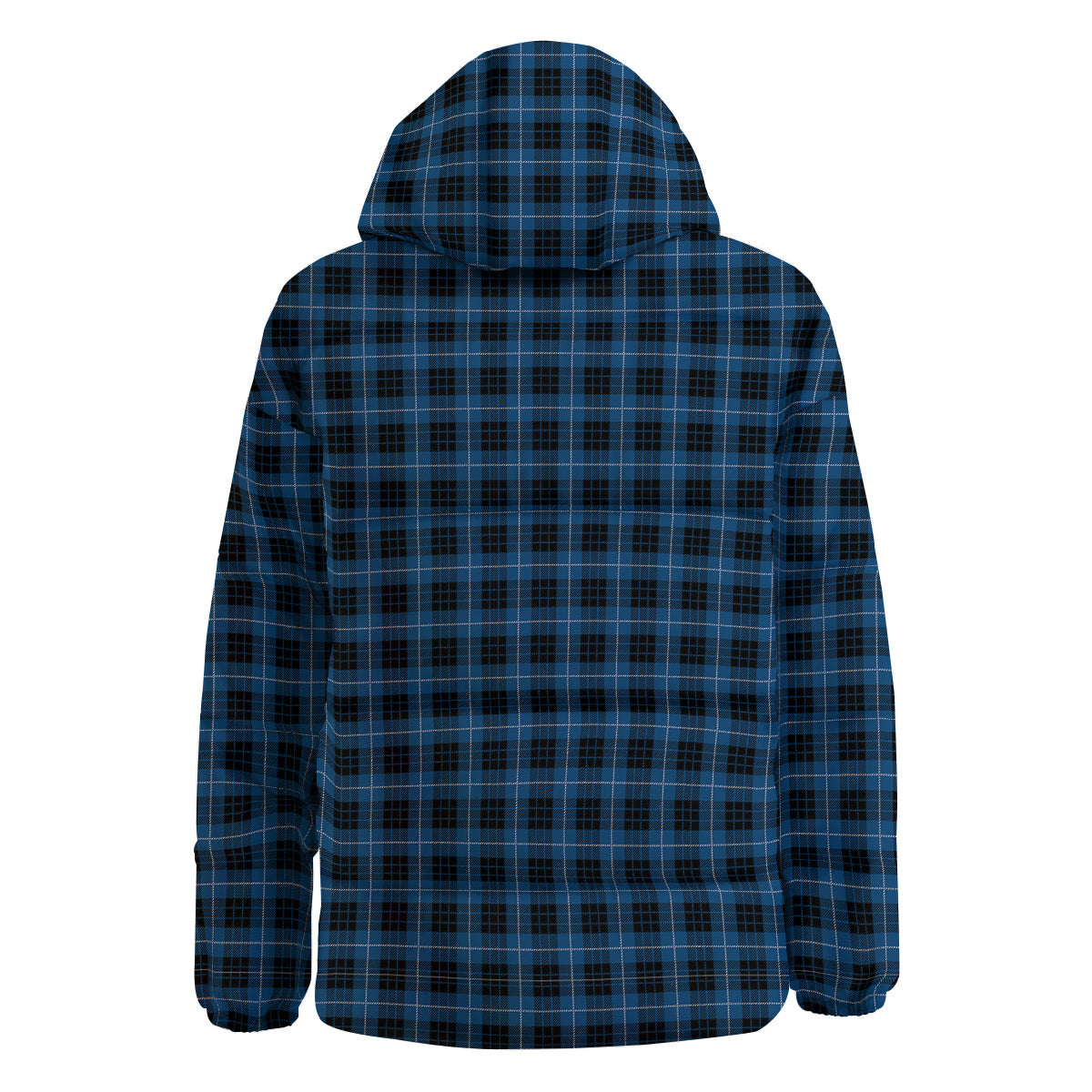 Tartan Dark Blue Print Pattern Down Jacket-grizzshop