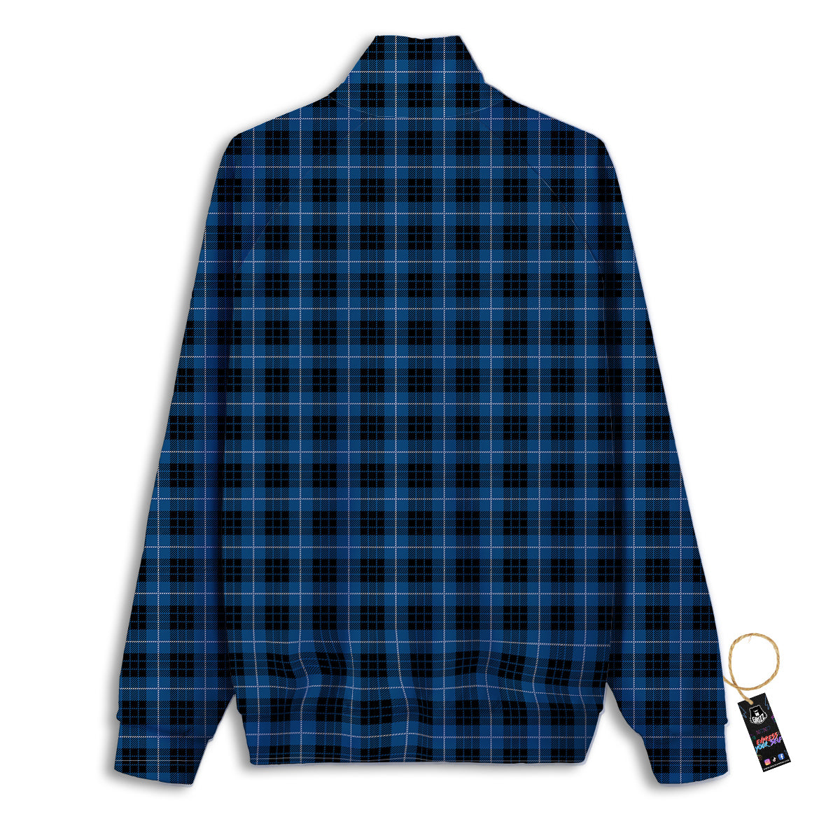 Tartan Dark Blue Print Pattern Track Jacket-grizzshop