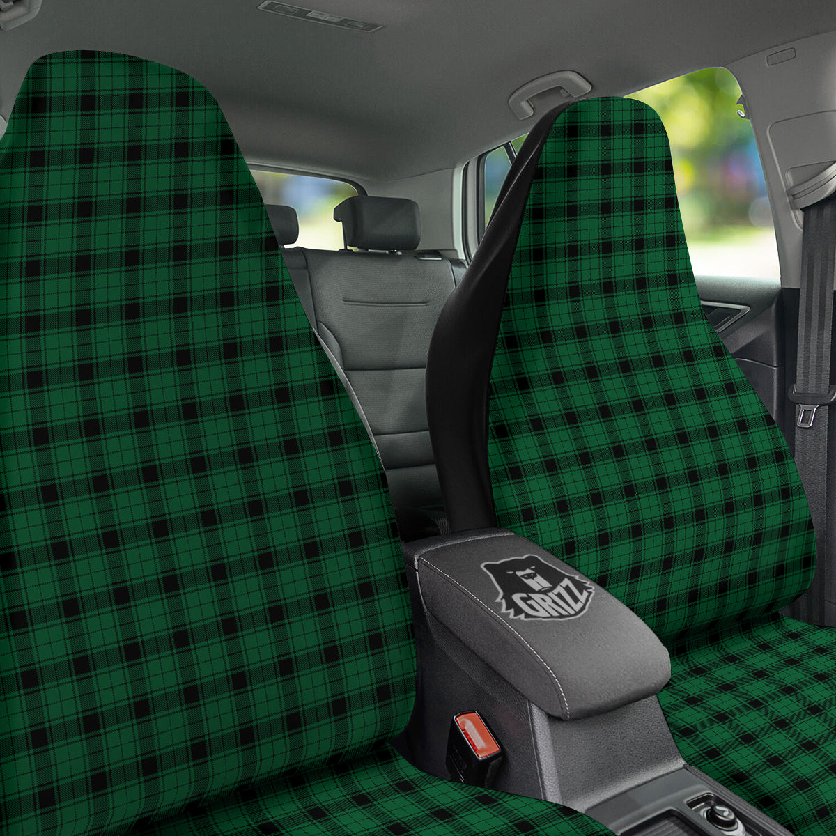 Tartan Green And Black Print Pattern Car Seat Covers-grizzshop