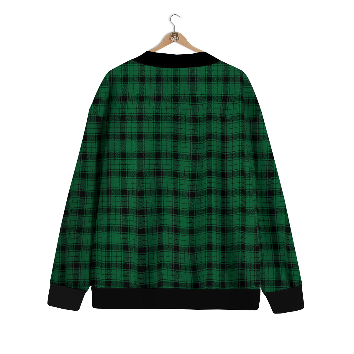 Tartan Green And Black Print Pattern Cardigan-grizzshop