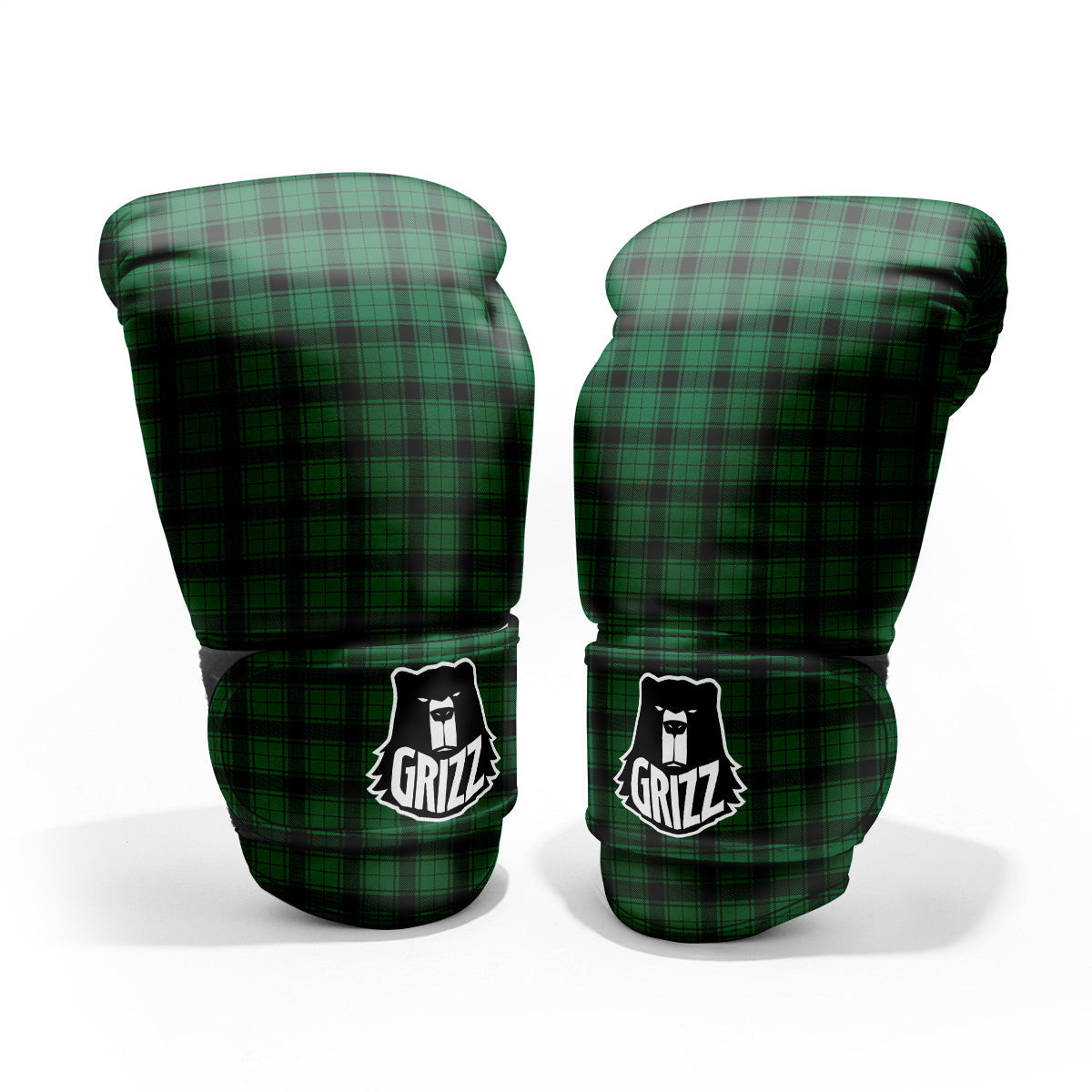 Tartan Green And Black Print Pattern Pro Boxing Glove