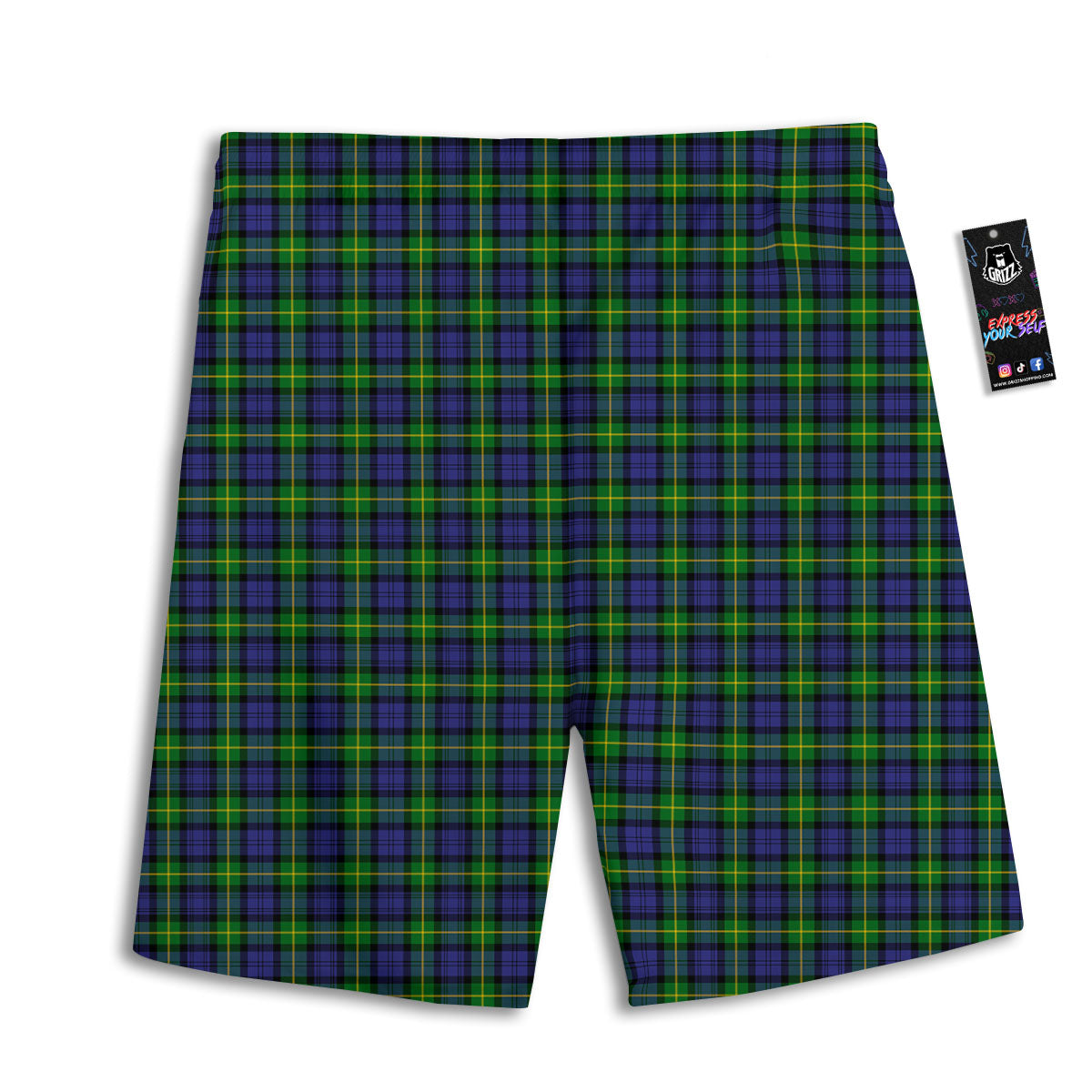 Tartan Green And Blue Print Pattern Men's Athletic Shorts