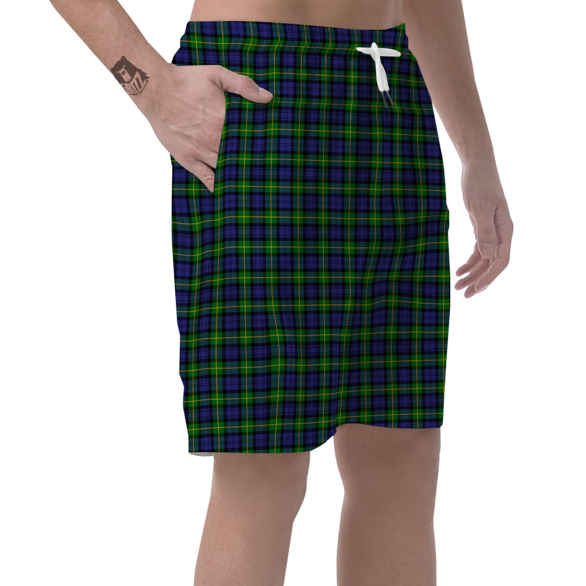 Tartan Green And Blue Print Pattern Men's Shorts-grizzshop