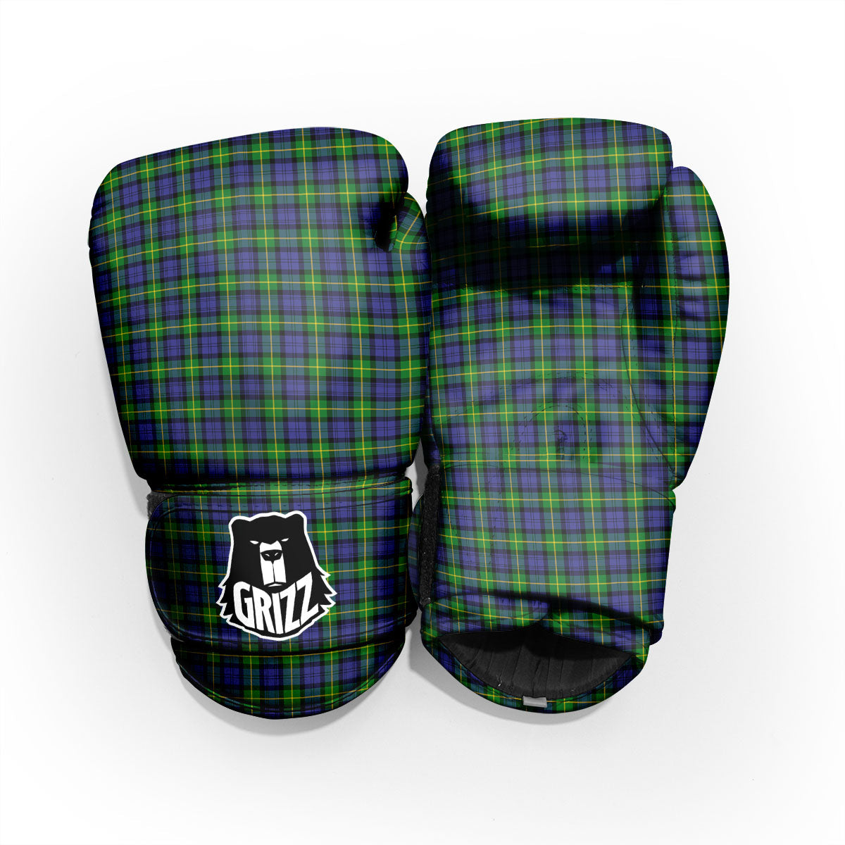Tartan Green And Blue Print Pattern Pro Boxing Glove