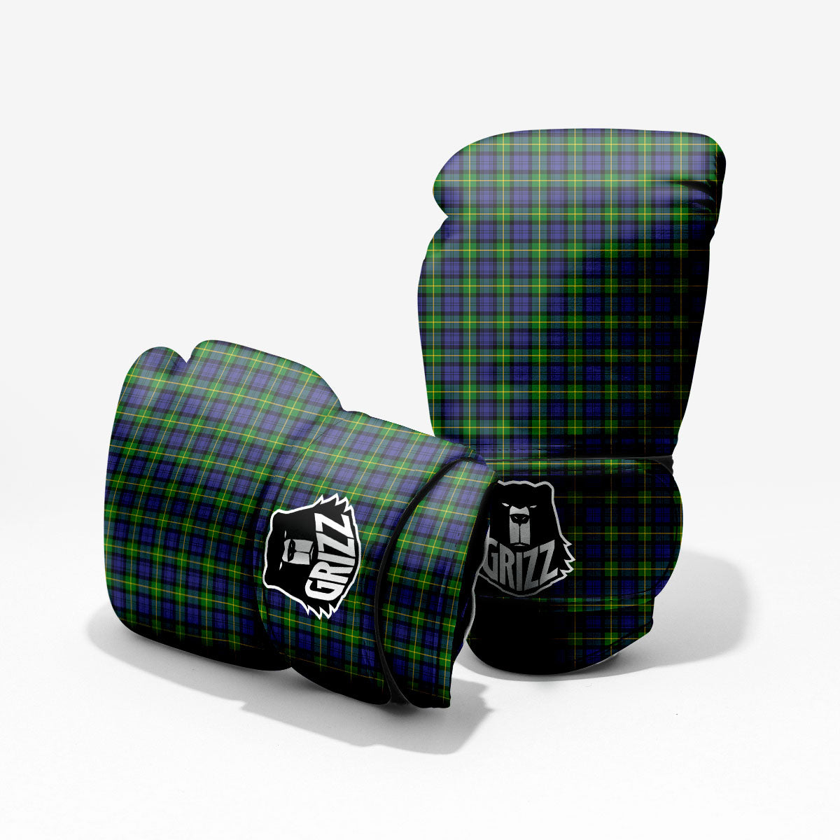 Tartan Green And Blue Print Pattern Pro Boxing Glove