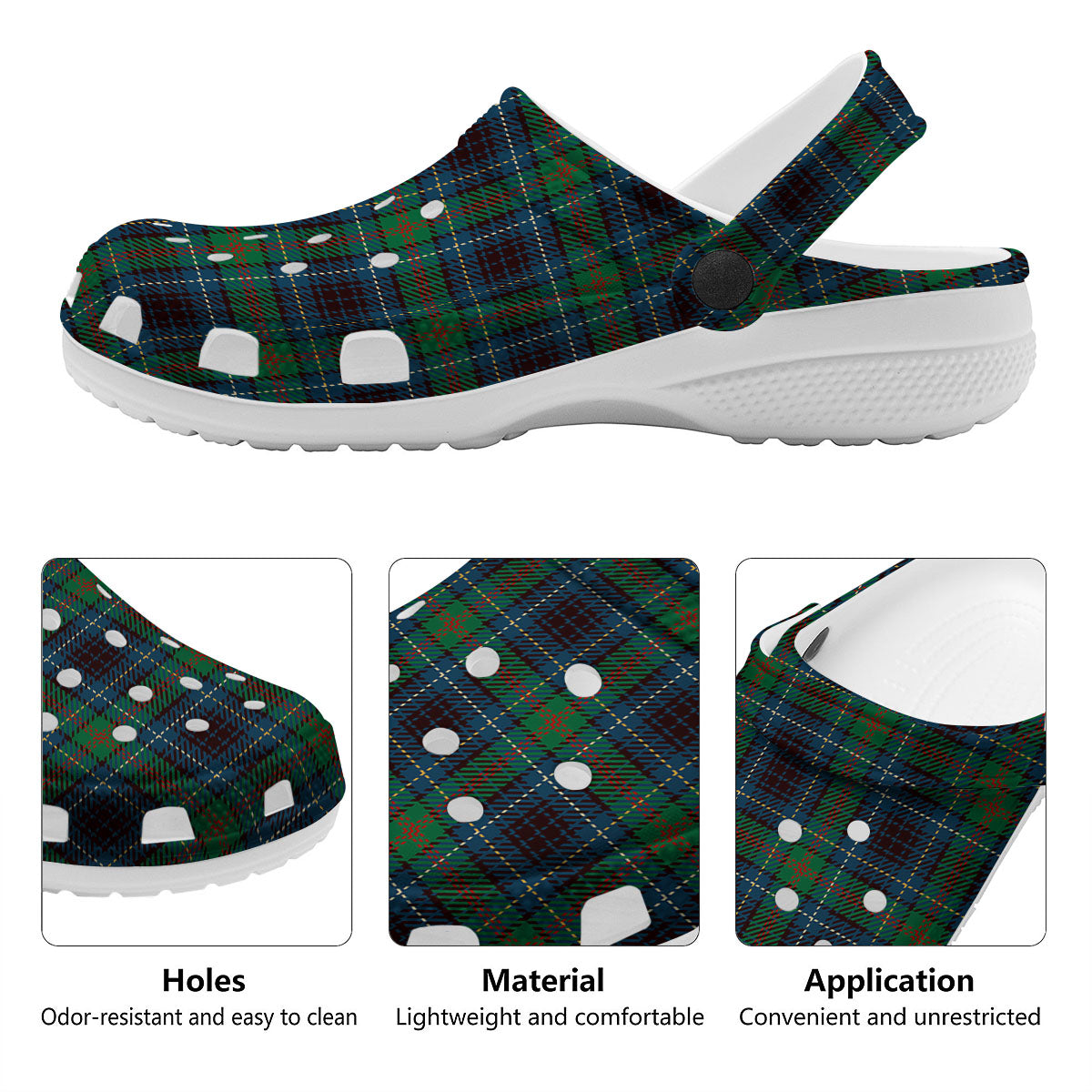 Tartan Irish Print Pattern Clog-grizzshop