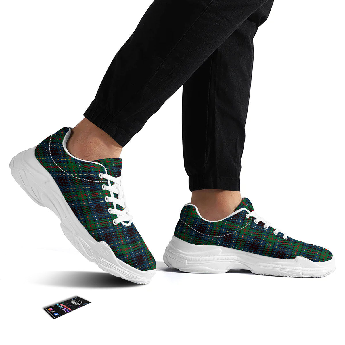 Tartan Irish Print Pattern White Chunky Shoes-grizzshop