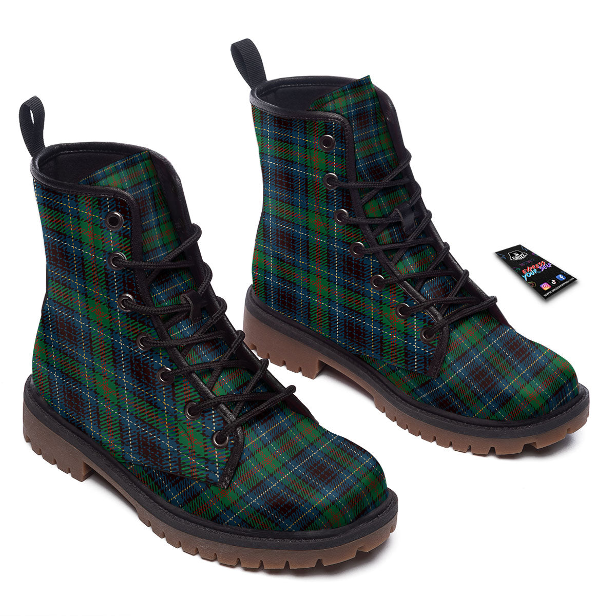 Tartan Irish Print Pattern Work Boots-grizzshop