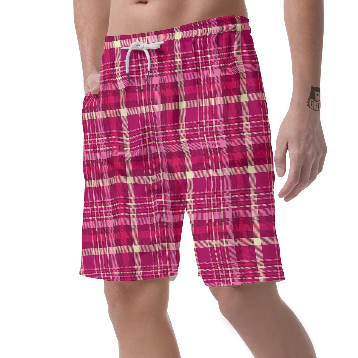 Tartan Pink Plaid Men's Shorts-grizzshop