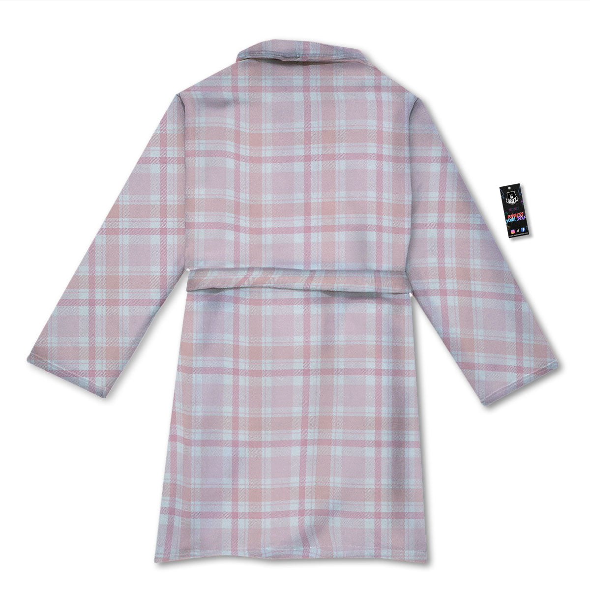 Tartan Pink Print Pattern Bathrobe-grizzshop