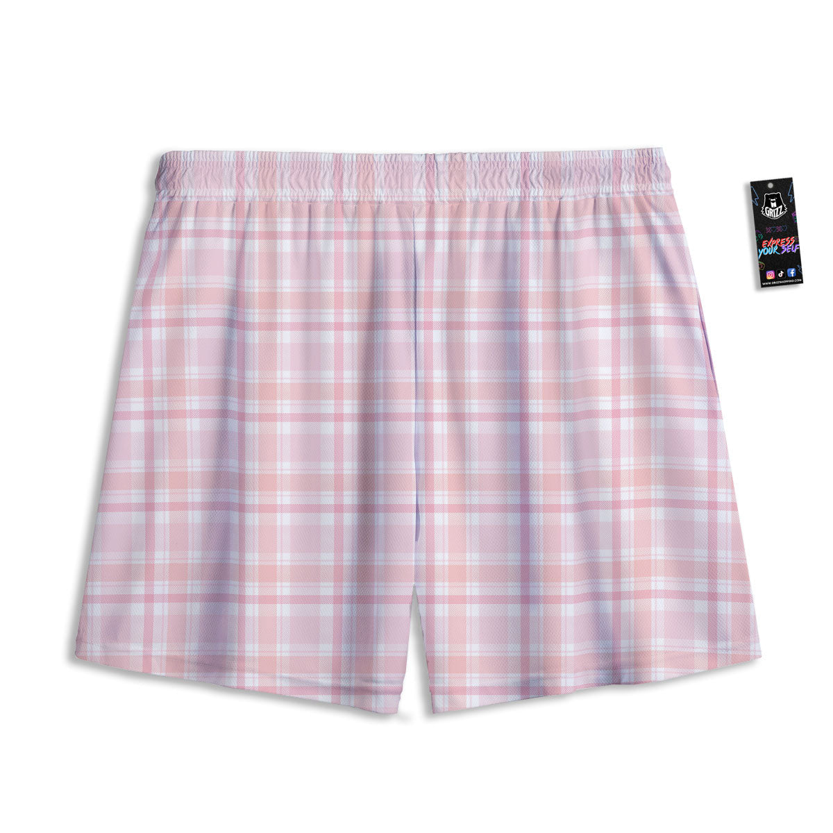 Tartan Pink Print Pattern Mesh Shorts