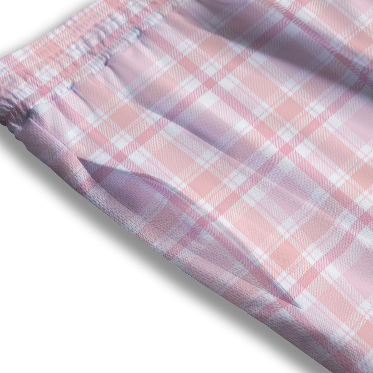 Tartan Pink Print Pattern Mesh Shorts