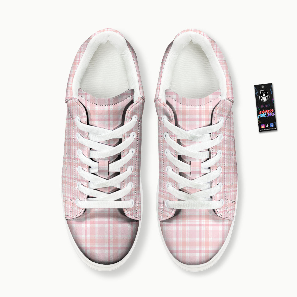 Tartan Pink Print Pattern Platform Shoes-grizzshop