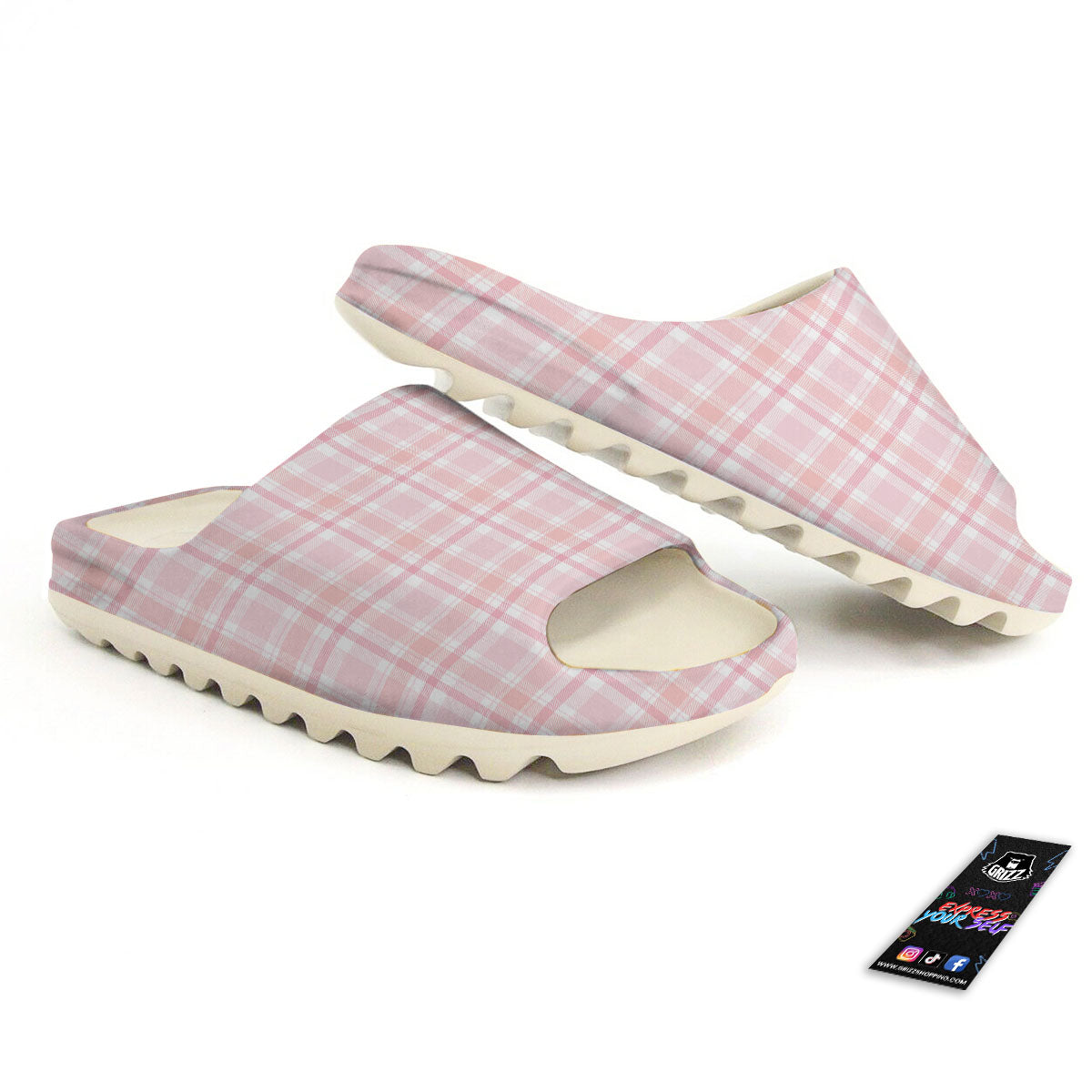 Tartan Pink Print Pattern Sandals-grizzshop
