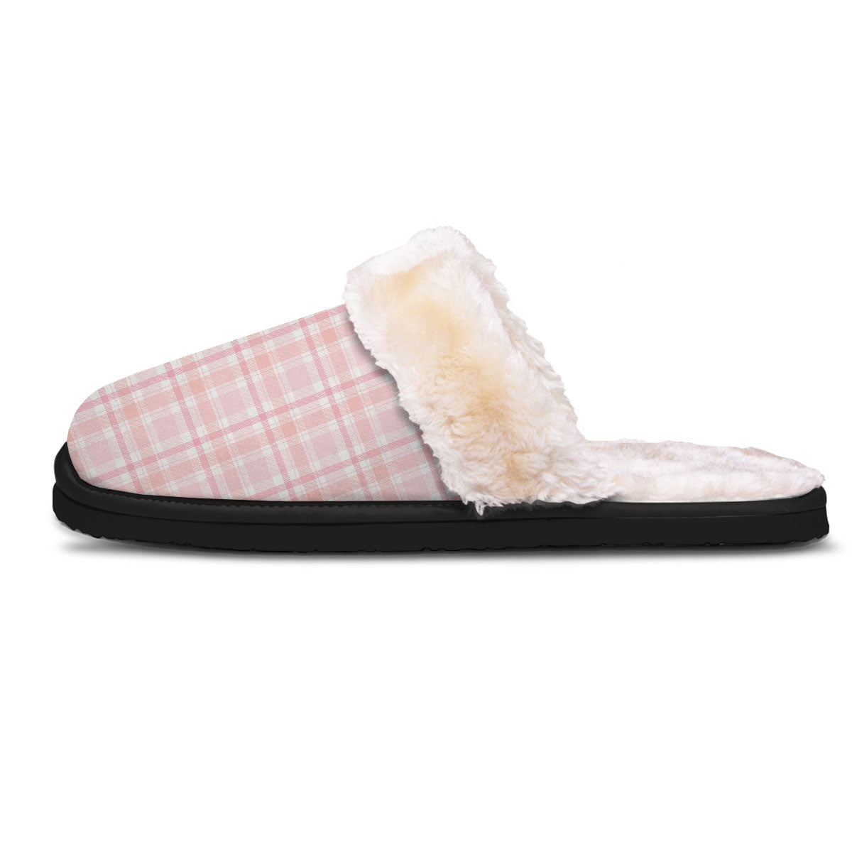 Tartan Pink Print Pattern Slippers-grizzshop