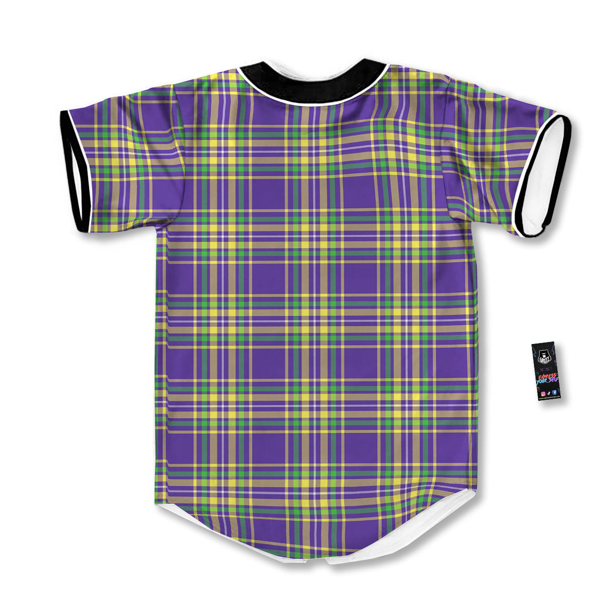 Tartan Plaid Mardi Gras Print Pattern Baseball Jersey-grizzshop