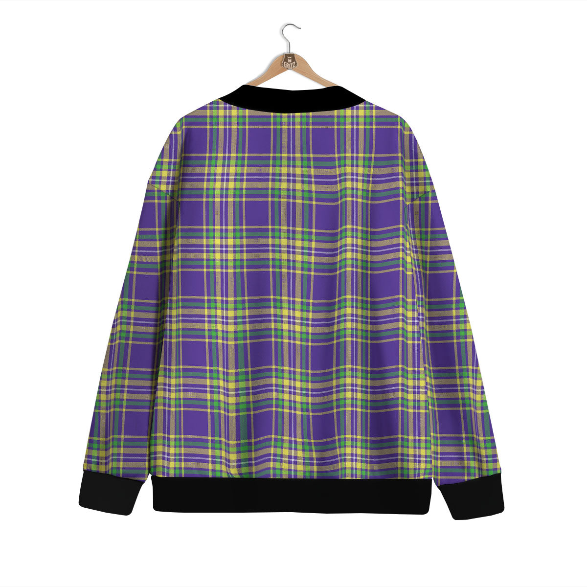 Tartan Plaid Mardi Gras Print Pattern Cardigan-grizzshop